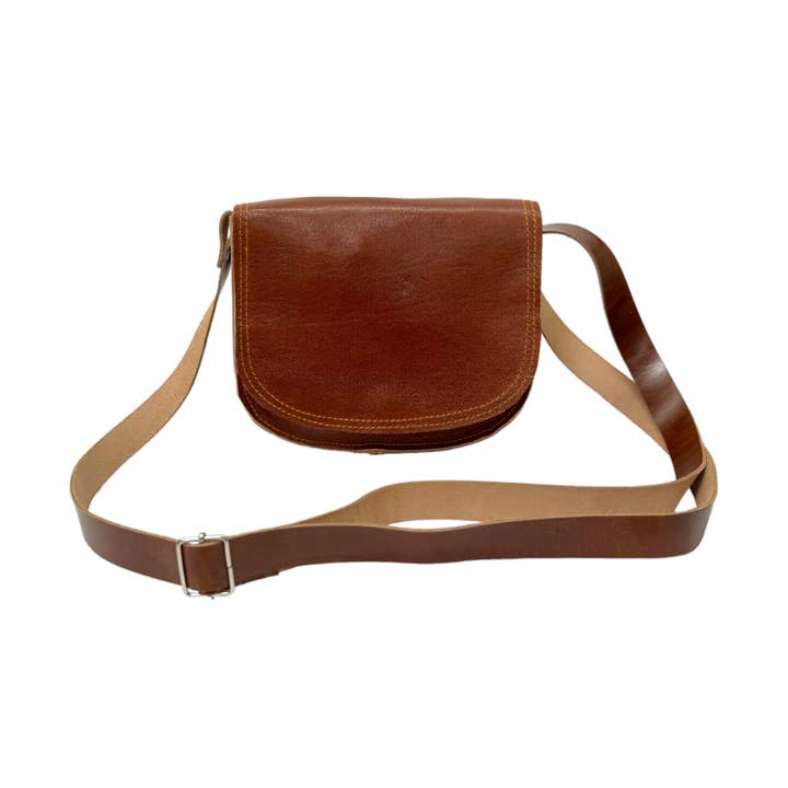 Sacoche de selle à double couture | Marron pour la vente par Jerusalem Sandals