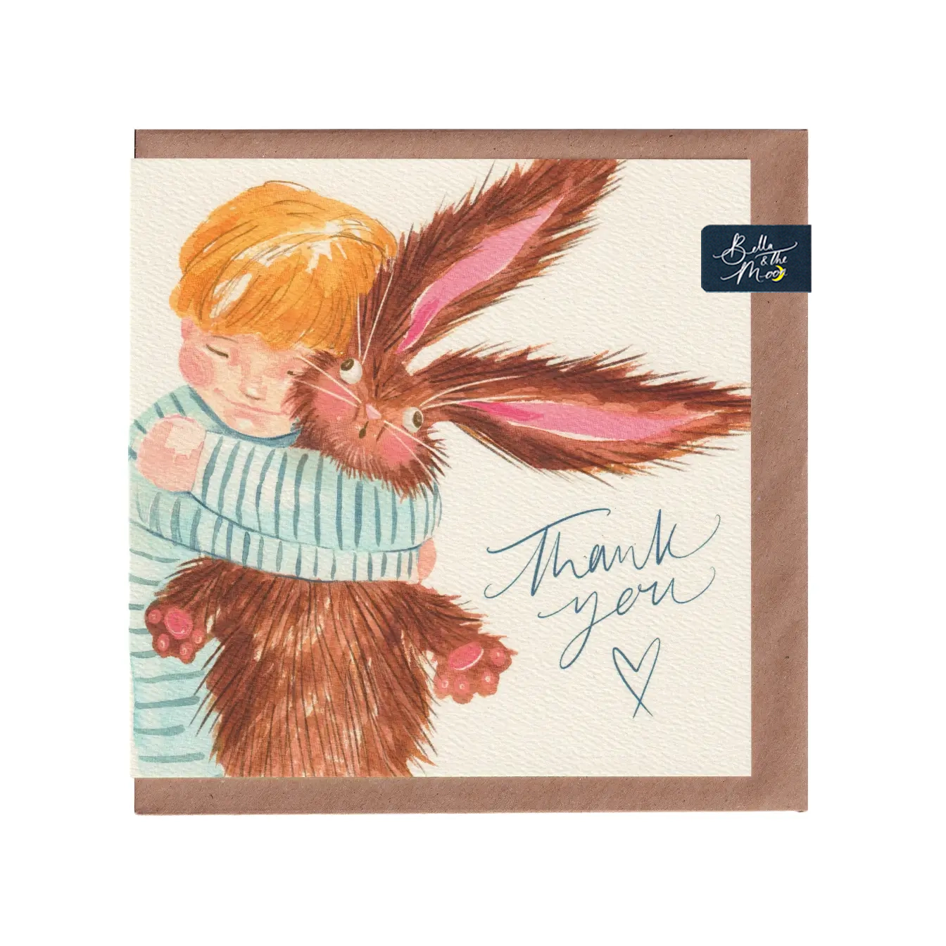 Bella & The Moon – wholesale Thank you card – Thank You Greetings Card - Bunny Cuddles3