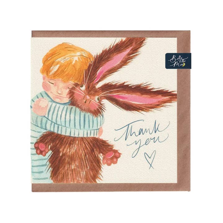 Bella & The Moon – wholesale Thank you card – Thank You Greetings Card - Bunny Cuddles3