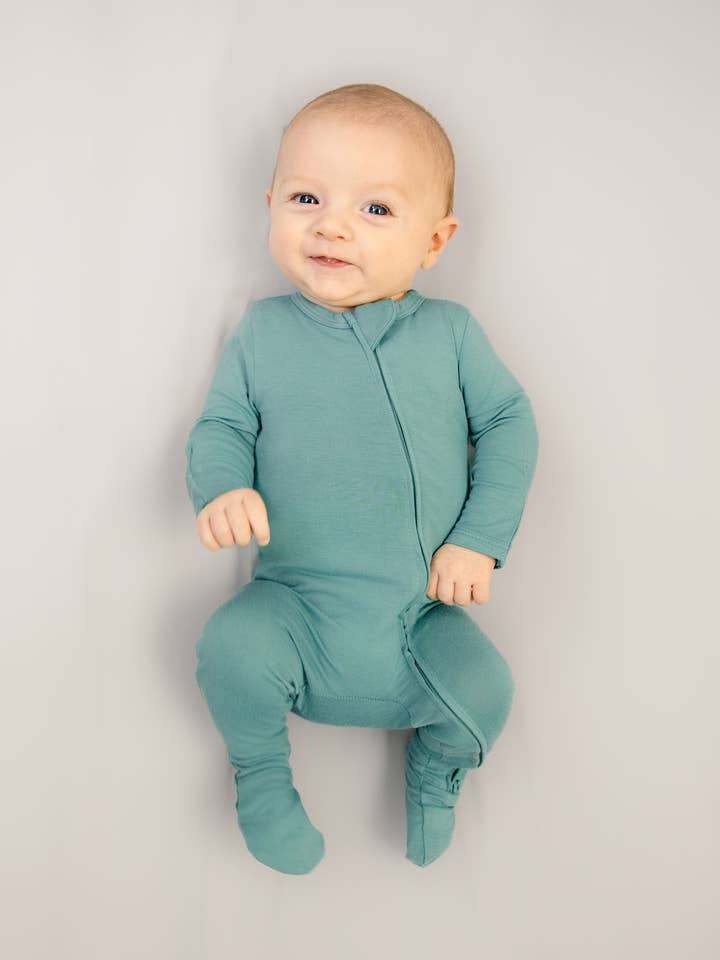 Larkspur Baby - Wholesale Jumpsuit - Baby - Zip Footie in Jade0