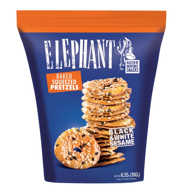 1105 - ELEPHANT Pretzels with Black&White Sesame 10.58oz and other Purchase Wholesale office snack. Free Returns & Net 60 Terms on Faire trending on Faire.