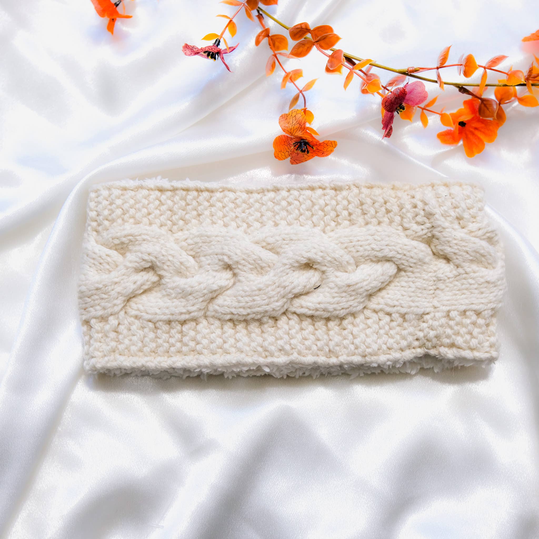 Karma Nepal Crafts – Bandana - Mulher por atacado – Banda de Lã Tricotada de Cor Sólida com Forro de Lã Polar3