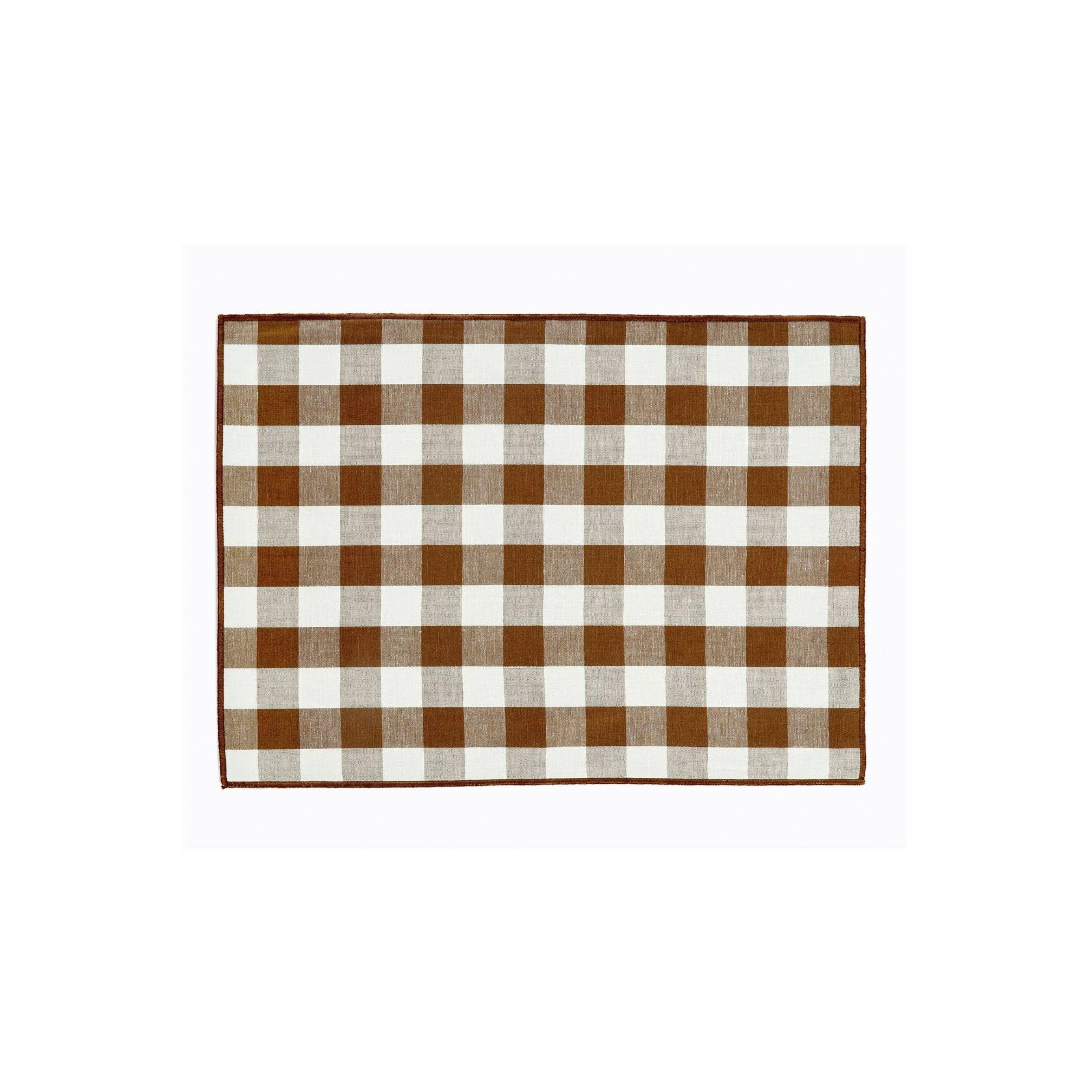 Andrea House - Vendita all'ingrosso Tovaglie - Set da 2 tovagliette in lino a quadretti marroni0