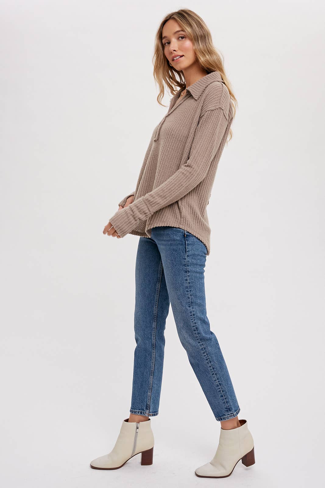 Bluivy - Wholesale Knit Top - Women's - BRUSHED WAFFLE HENLEY TOP16