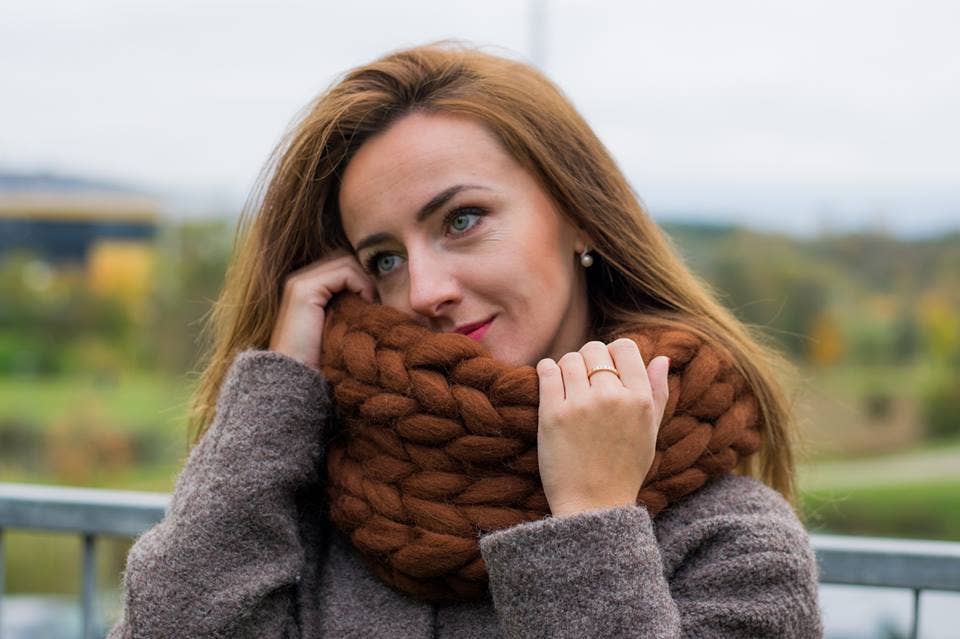 woolexperts - Wholesale Scarf - Women's - Chunky knit scarf Winter Scarf Infinity scarf 100% wool5