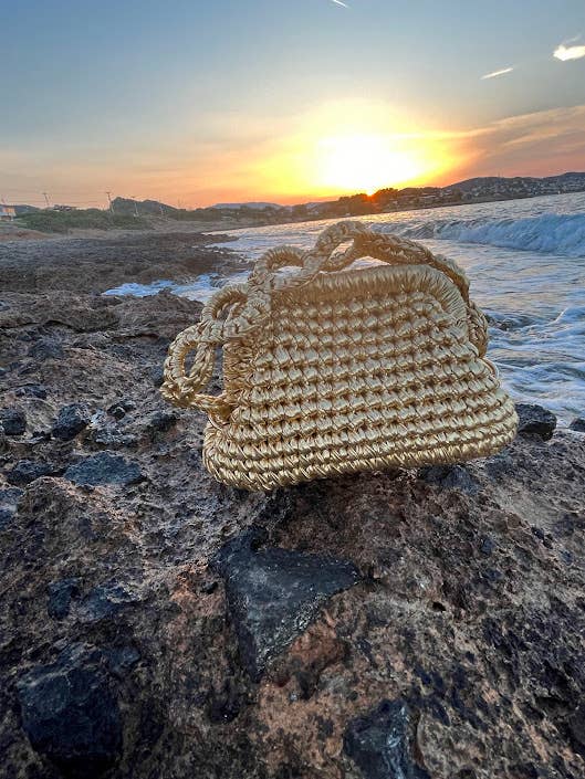 SIBYLLADELPHICA - Wholesale Clutch Bag - Women's - Mini Metallic Gold Crochet Clutch Bag - Persefoni7