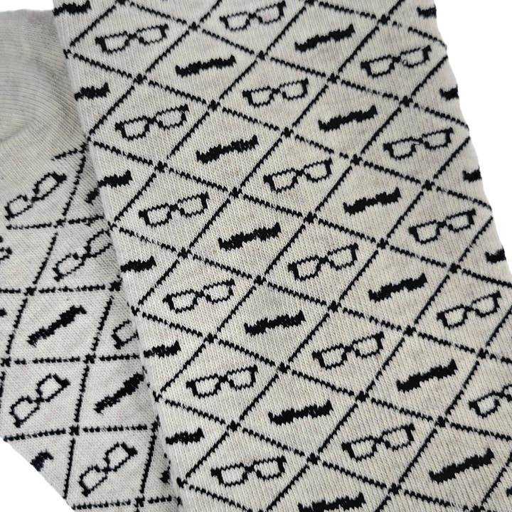Sock Panda – Engroshandel Strømper - Herre – Overskæg og briller Argyle Pattern Sokker (Voksne Large)2