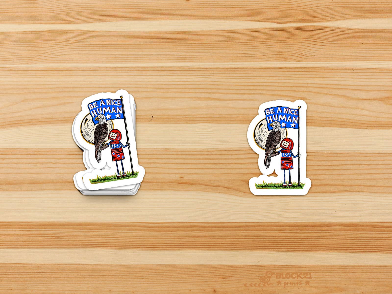 Block21Prints – wholesale Klistermärke – USA Var Snäll Klistermärke – Patriotiskt Budskap om Vänlighet2