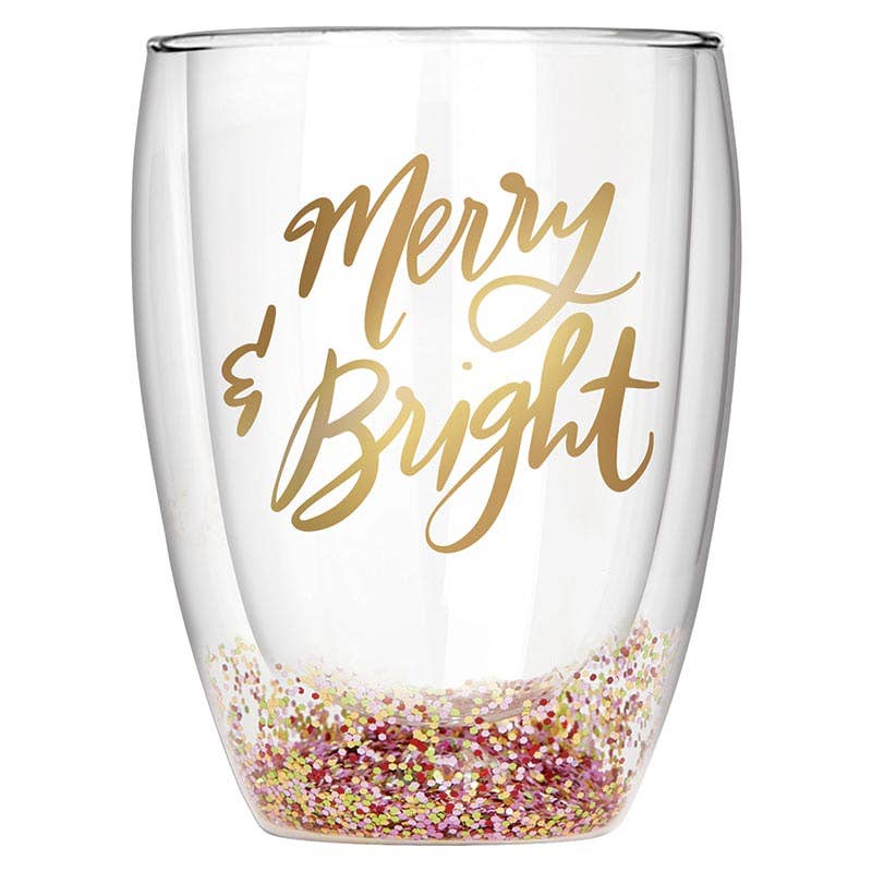 Slant Collections by Creative Brands - Wholesale Wine Glass - Thimblepress x Slant Dbl-Wall Stemless Glass - Merry Bright0