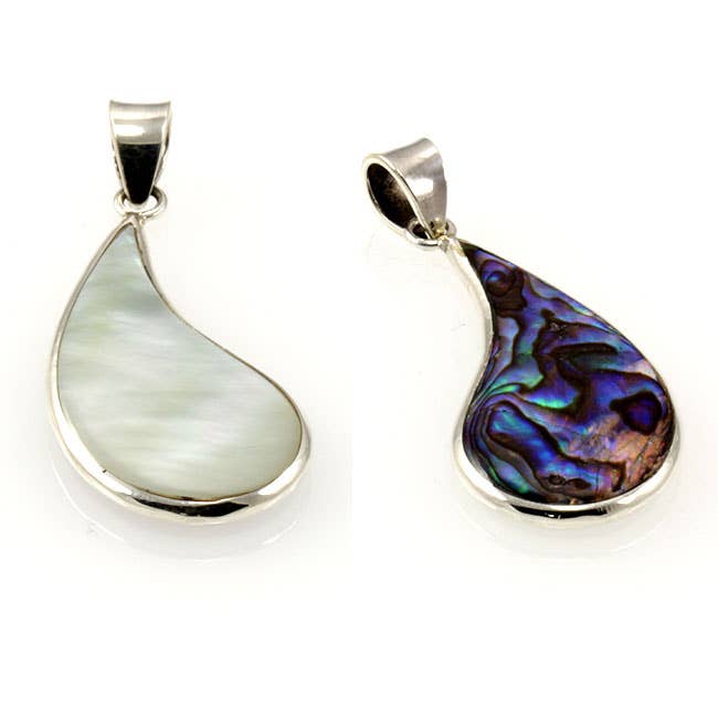 El Expreso de Oriente - Wholesale Pendant/Charm Necklace - Tear drop pendant in abalone/white mother-of-pearl0