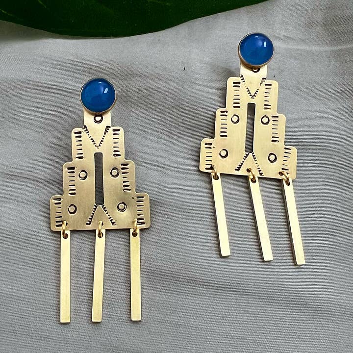 Stamped Brass Ear Jackets w/ Separate Stud Earring for wholesale by LUNASOL