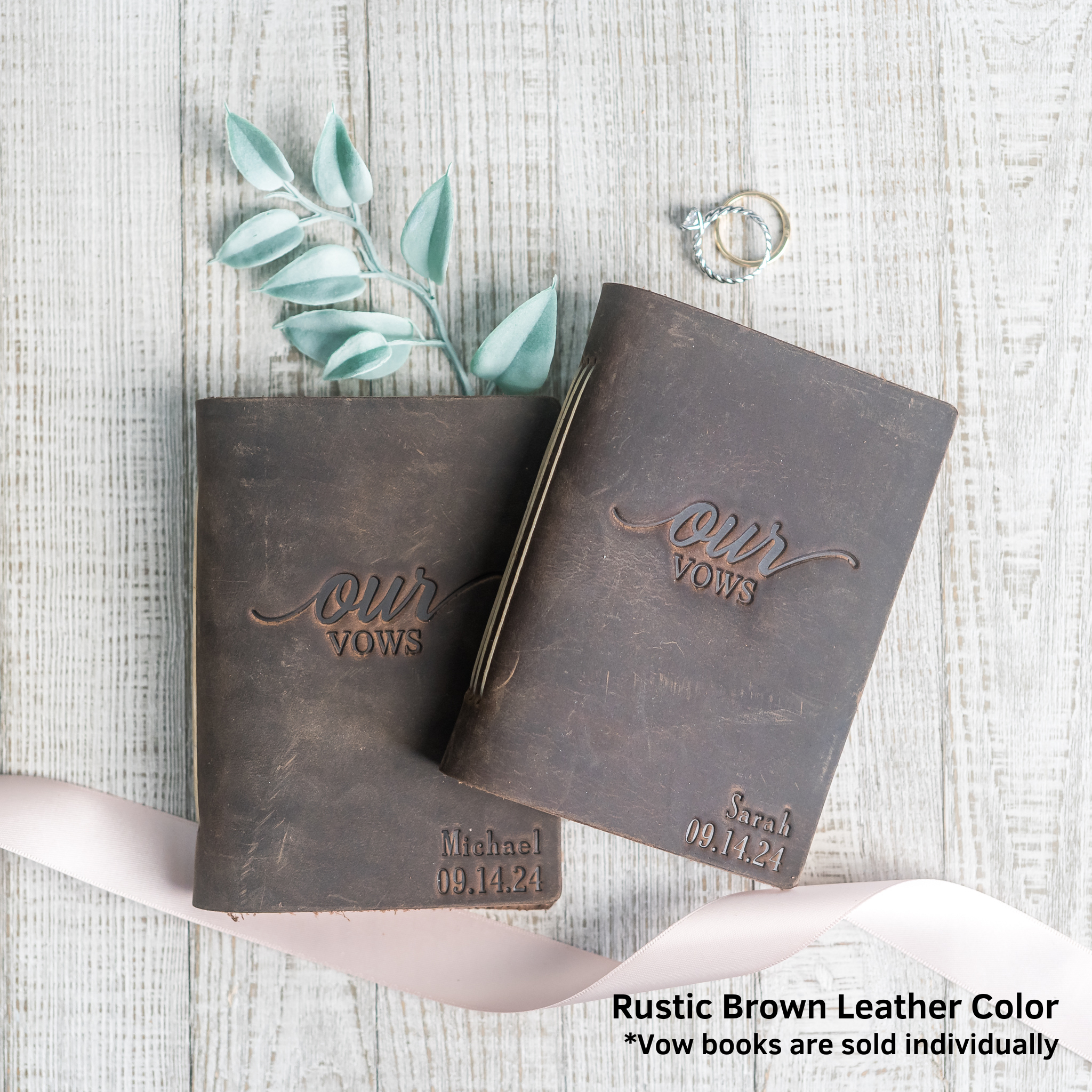 Ox & Pine - Wholesale Notebook - Our Vows Personalized Leather Wedding Vow Books with Name and/or Date0