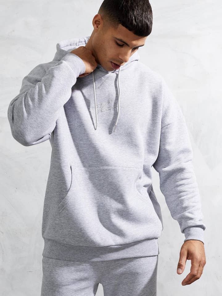 Tate Loose Fit Tracksuit Hoodie - Grey Marl for wholesale by Jameson Carter