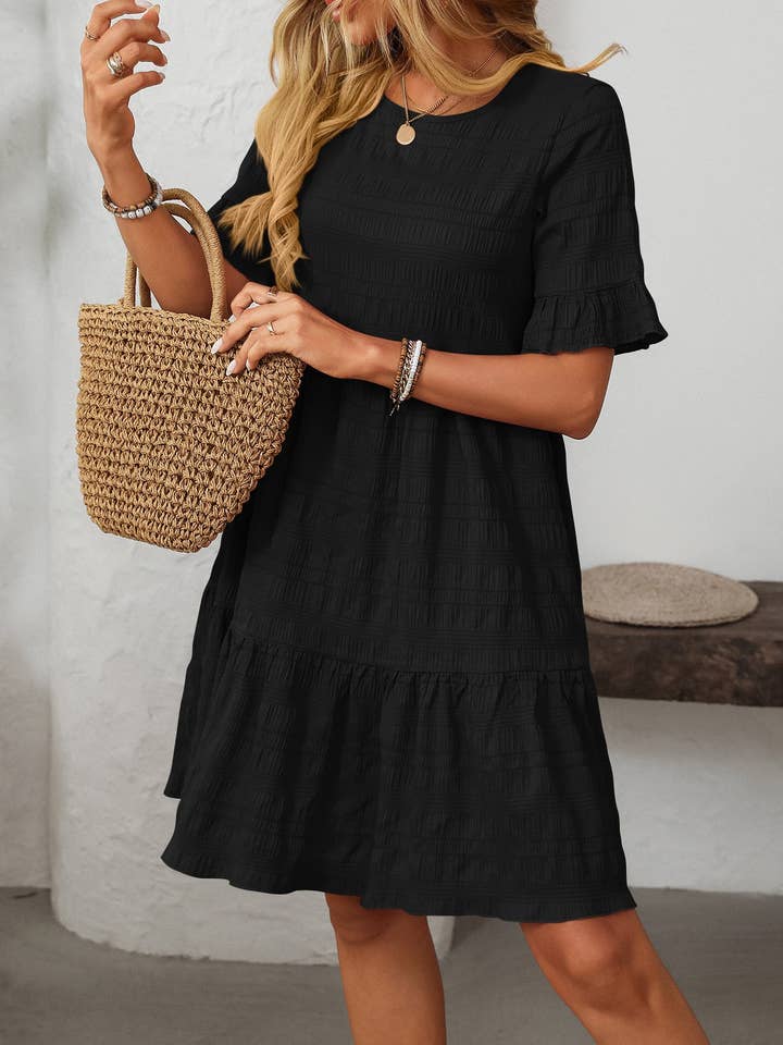 HIDDENBRAND - Wholesale Dress - Women's - Summer Floaty Relaxed Short-Sleeved Dress