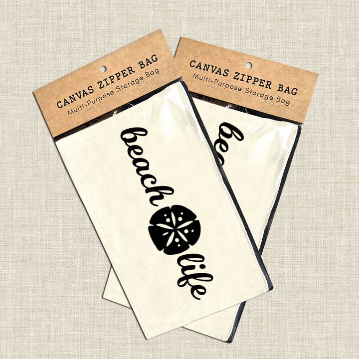 Coastal Creators of Connecticut - Wholesale Pouch - Unisex - Beach Life Sand Dollar Canvas Zipper Pouch