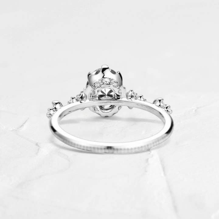 GEMPARA - Wholesale Engagement ring - Vintage Oval Moissanite Cluster Hidden Halo Ring in 14K Gold4