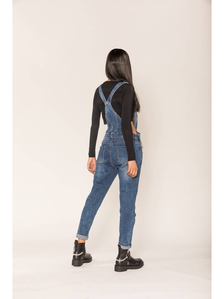Nina Carter - Wholesale Overalls - Women's - S512 wide stretch boyfriend jean denim overalls18