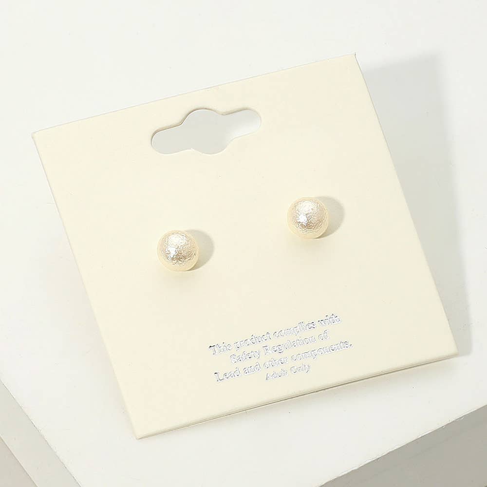 Sensibling Corp. - Wholesale Stud/Post Earrings - 12Pairs - Textured Pearl Stud Earrings2