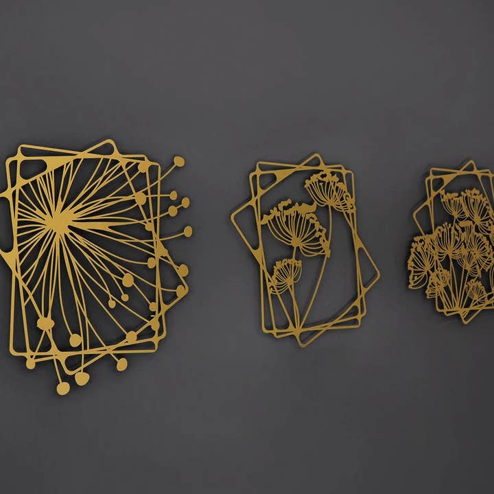 Ensemble d'art mural en métal, 3 pièces en forme de fleurs de pissenlit, tentures murales pour la maison, décoration murale de chambre à coucher, art mural de salon, décoration murale florale pour la vente par benjashop