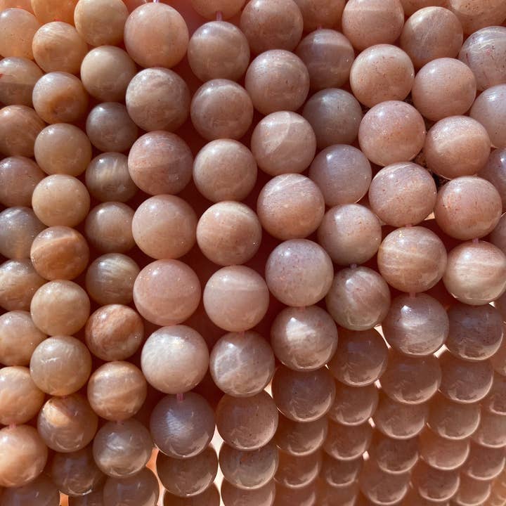 Natural Sunstone Beads For Jewelry Making, Iridescent Pink Gemstone Beads, Pastel Pink Faceted Beads, Light Pink Sunstone Bulk Mala Beads for wholesale by The Bead Bazaar