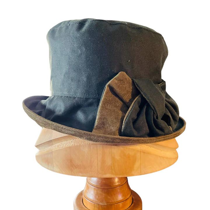 Peak & Brim Hats - Wholesale Boater Hat - Women's - Zara Smart Forest Green Waxed Rain Hat, Waterproof, Folding