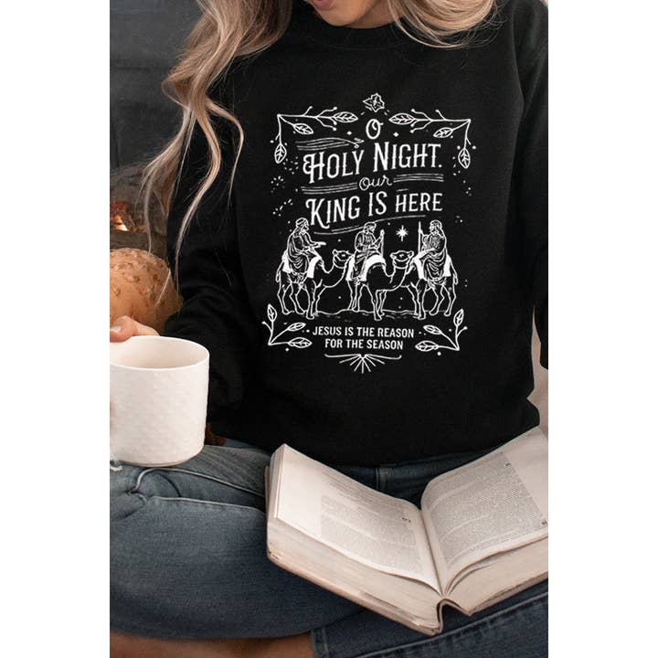 SWEAT-SHIRTS GRAPHIQUES DE NOËL VINTAGE HOLY NIGHT pour la vente par Illustrated Society