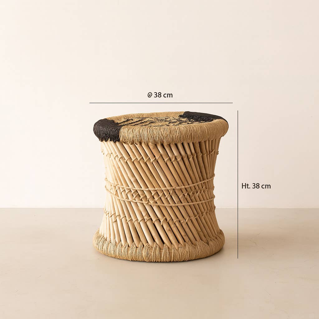 Now's Home - Venta al por mayor Mesas auxiliares - Mueble de acento tejido a mano en bambú natural y negro Zamzebe D39xA394