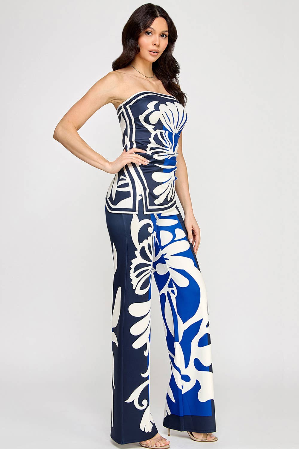 Her Bottari - Wholesale Top & Pant Set (NOT Loungewear) - Women's - BT6183-SET_Elastic Strapless Tube Top & Pants Set2