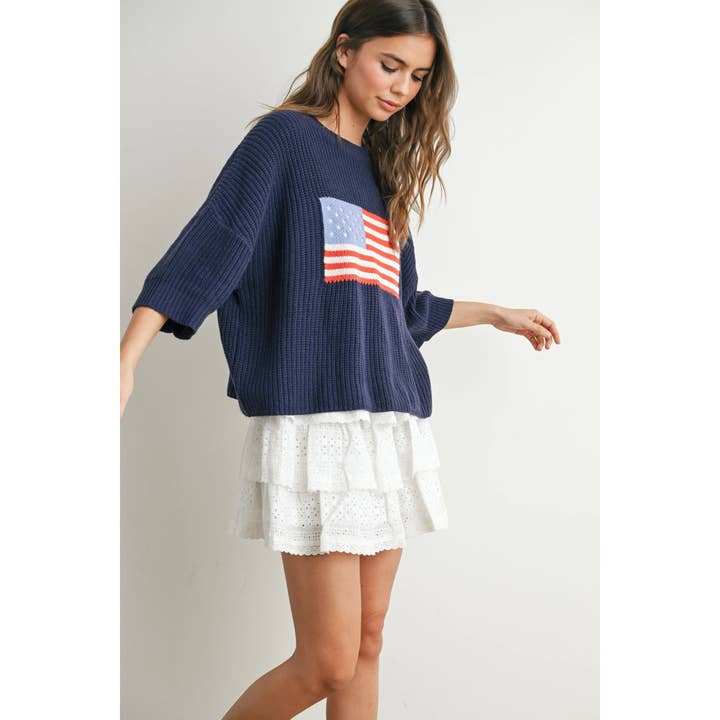 Apolline - Wholesale Knit Sweater - Women's - Patriotic Flag Print Knit Sweater for Bold Style and Comfort10