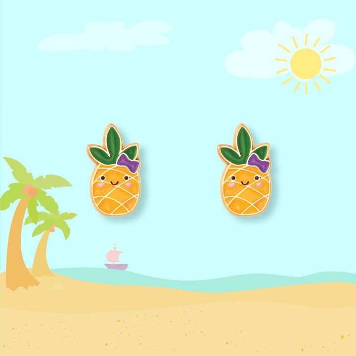 Lookin' Pine | Cutie Stud Earrings for Kids | Pineapple
for wholesale by Girl Nation