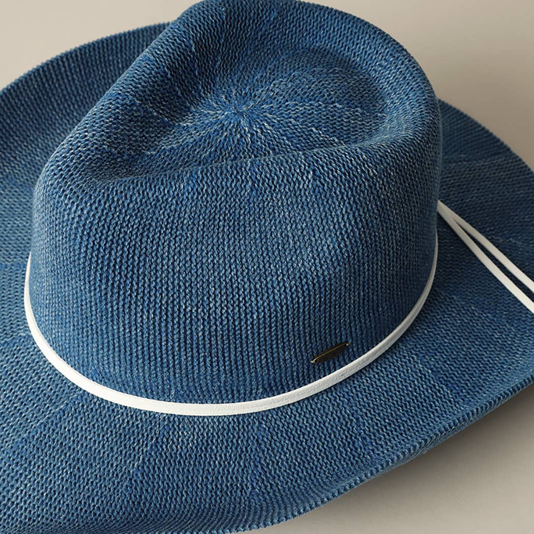 DNM Washed Solid Denim Color Knitted Cowboy Adjustable Sun Hat for wholesale on Faire3