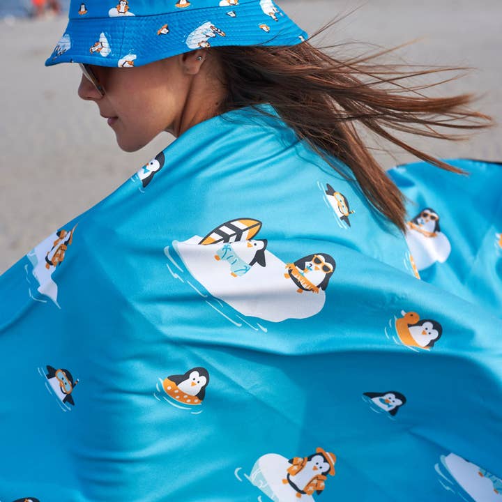 KYLIE CRAZY - Venta al por mayor Toallas de playa - Toalla Microfibra PINGUINO, divertida toalla de baño 70x140