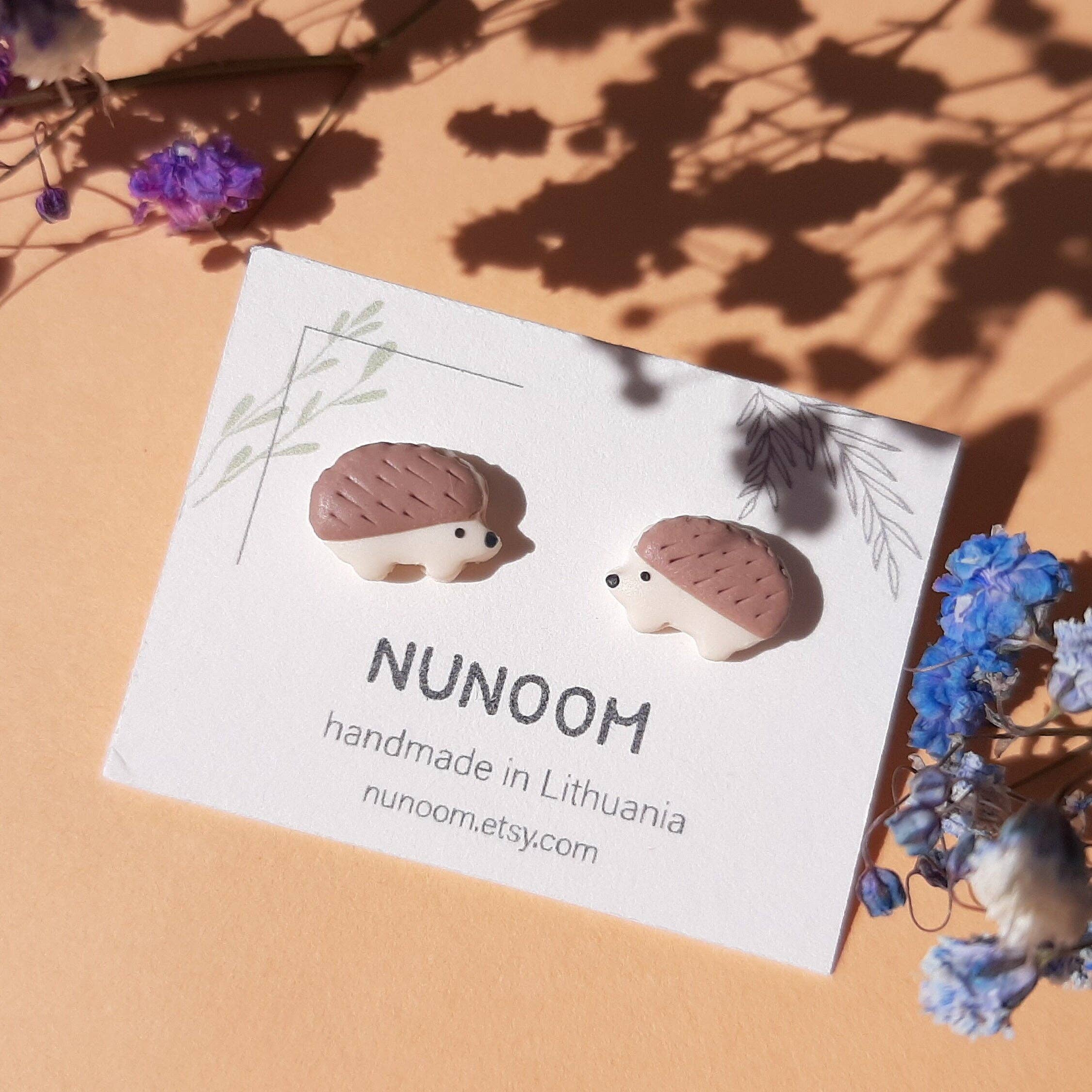 NoomCottageClay - Wholesale Stud/Post Earrings - Hedgehog Stud Earrings •  Woodland Animal Jewelry3