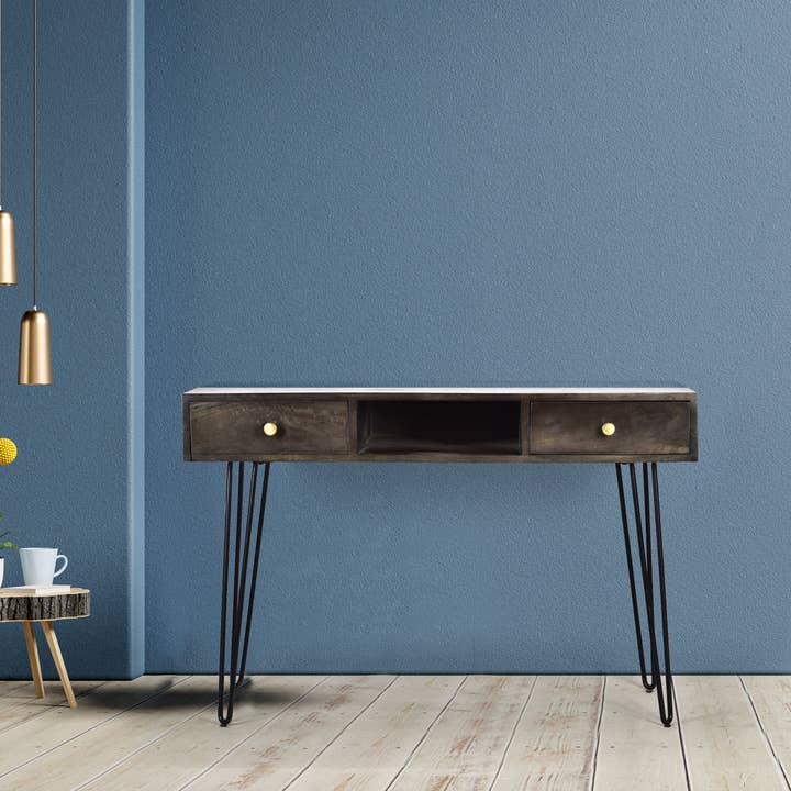 Spitiko Homes Console à 2 tiroirs en bois et métal gris Pickel pour la vente par Spitiko Homes