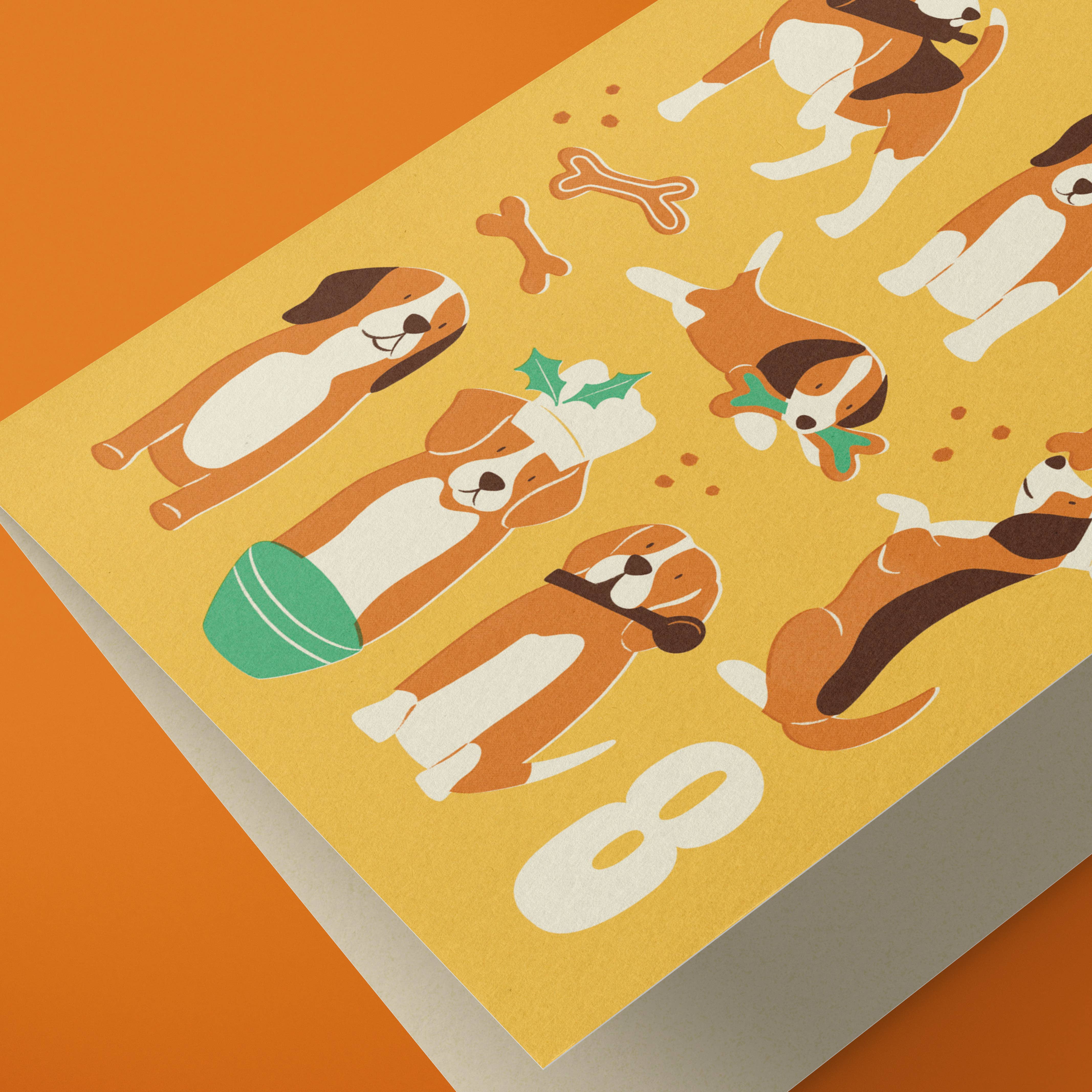 Bird & Co Studio - Wholesale Christmas Card - Beagle | Fun & Retro Dog Recycled Christmas Card2