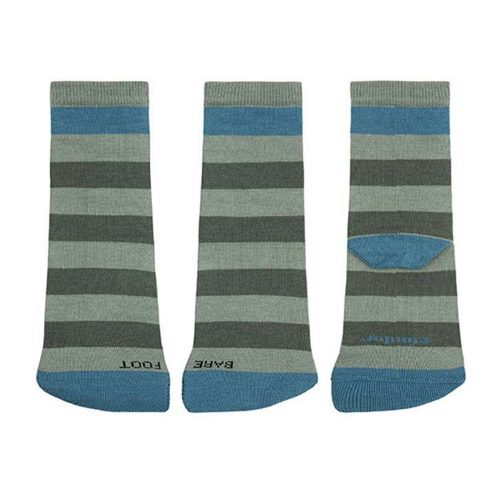 CÓNDOR MOSS GREEN STRIPED BAREFOOT SOCKS WITH FLUFFY TOE for wholesale by Pituka Wear