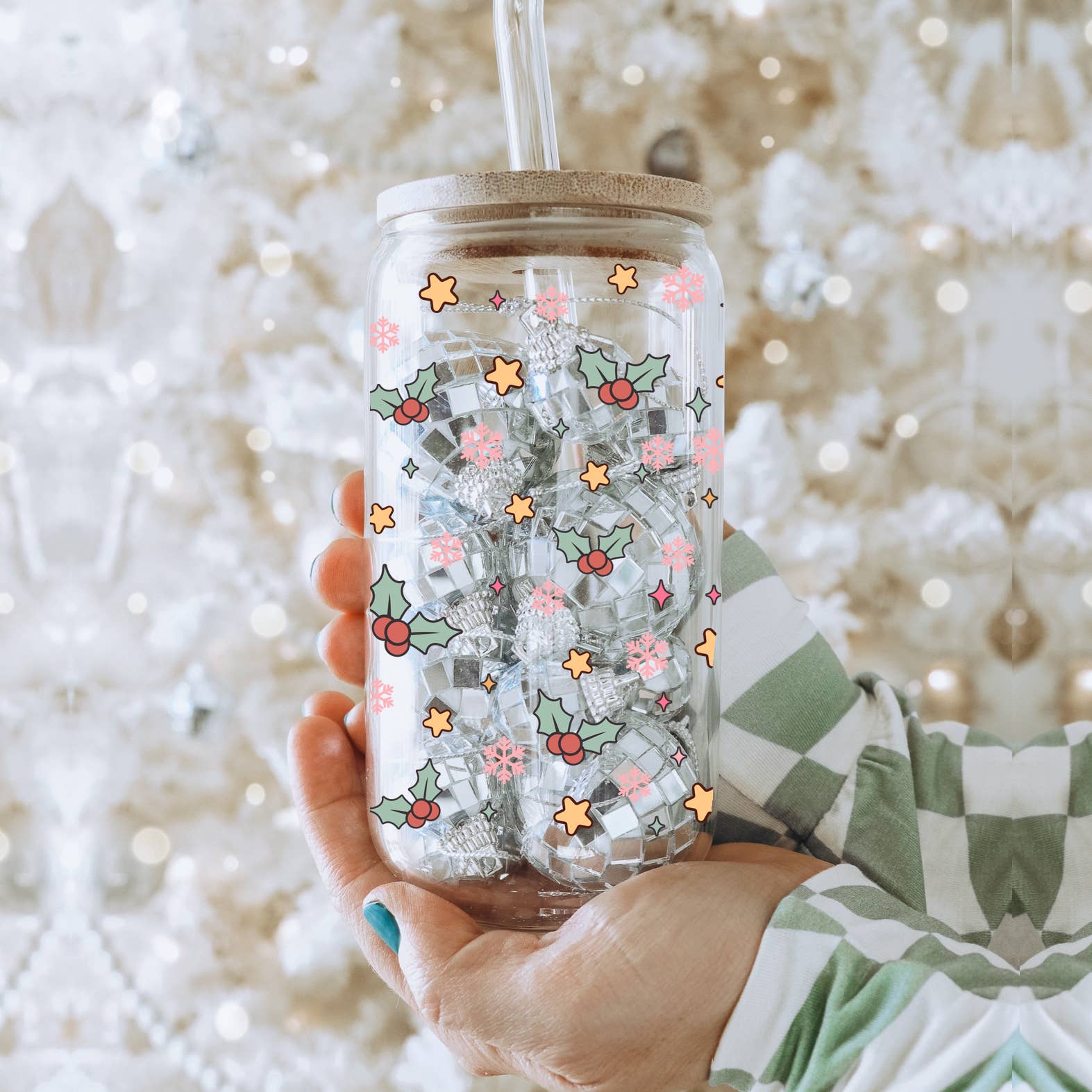 Gia Roma - Wholesale Drinking Glass/Cup - Vintage Christmas Glass Cups with Straw, Kitchen Decoration45