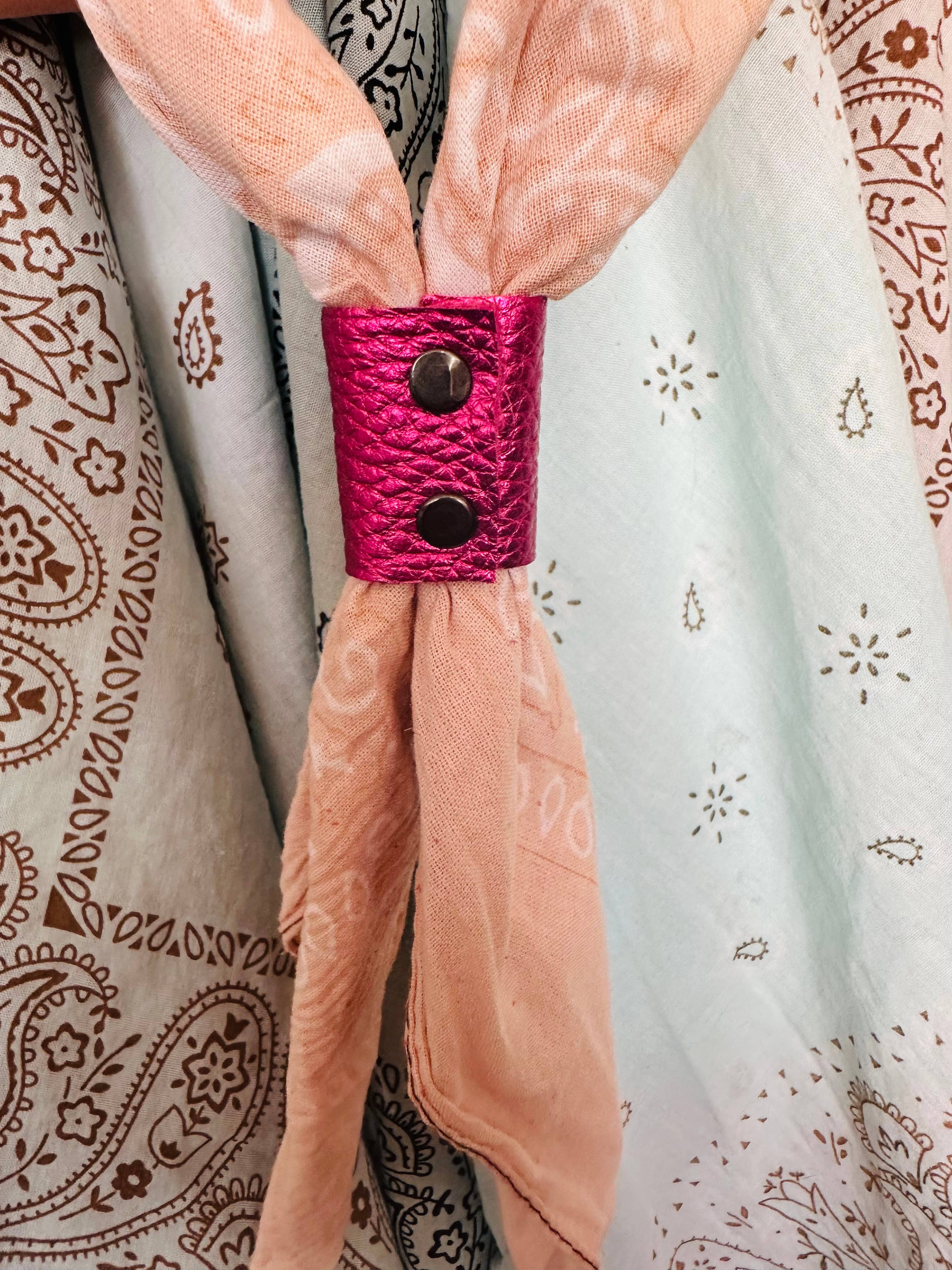 Boots Are My Roots – wholesale Bandana – Women's – Pink Metallic Leather Bandana Slide2