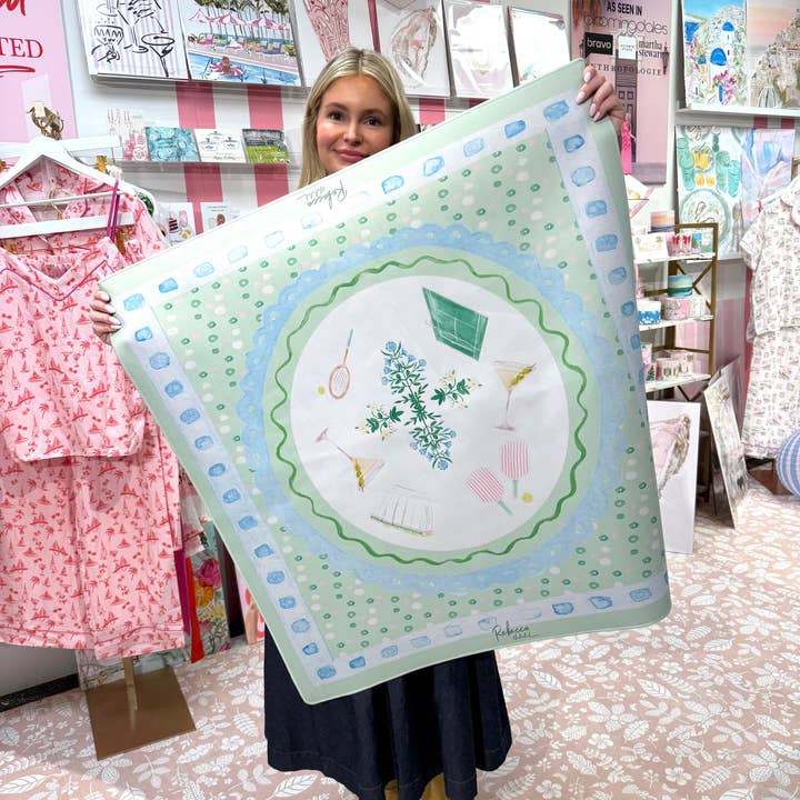 PICKLE BALL-MAHJONG MAT for wholesale by Rebecca Illustrated