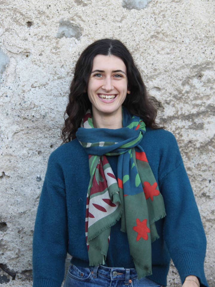 Eden Wollschal in Khaki für den Großhandel von Les Belles Vagabondes