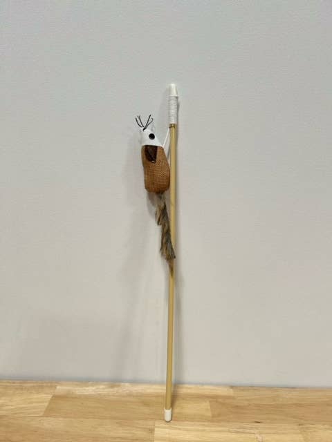 Giocattolo bacchetta per gatti con topo agganciato e coda, adatto a tutte le taglie per la vendita all'ingrosso da parte di Furry Friends