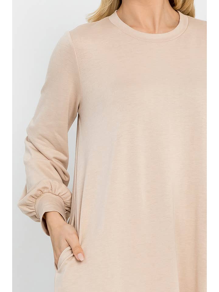 You & Me - Wholesale Dress - Women's - SALE!!! YMD10062XV-PLUS SIZE PUFF SLEEVE FRENCH TERRY DRESS39