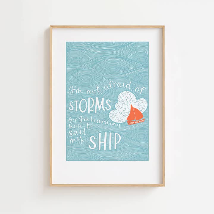 Non ho paura delle tempeste - Arte citazione di Piccole Donne - A4 per la vendita all'ingrosso da parte di Once upon a Dandelion