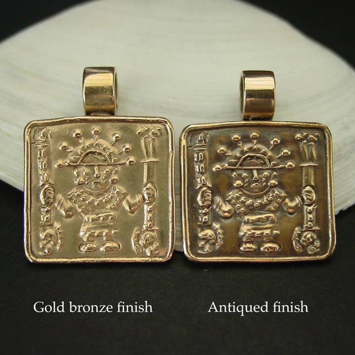 Vis a Vis Jewelry - Vente Breloques/médailles personnalisées - Pendentif Viracocha - Dieu créateur inca - Sculpté à la main2