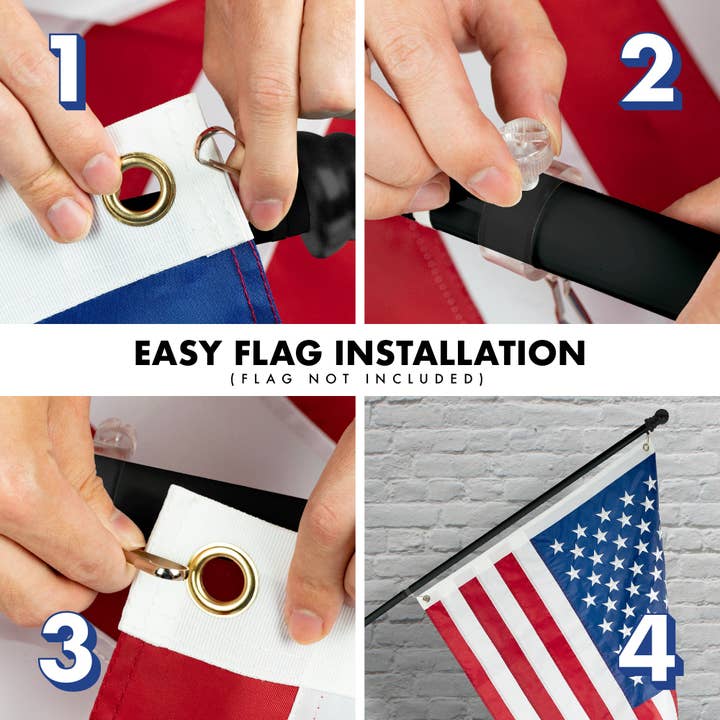 G128 - Wholesale Flagpole - G128 6Ft Tangle-Free Aluminum Spinning Black Flagpole - Aluminum Wall Mount Flag Pole for Commercial/Residential Use (Flag NOT Included)4