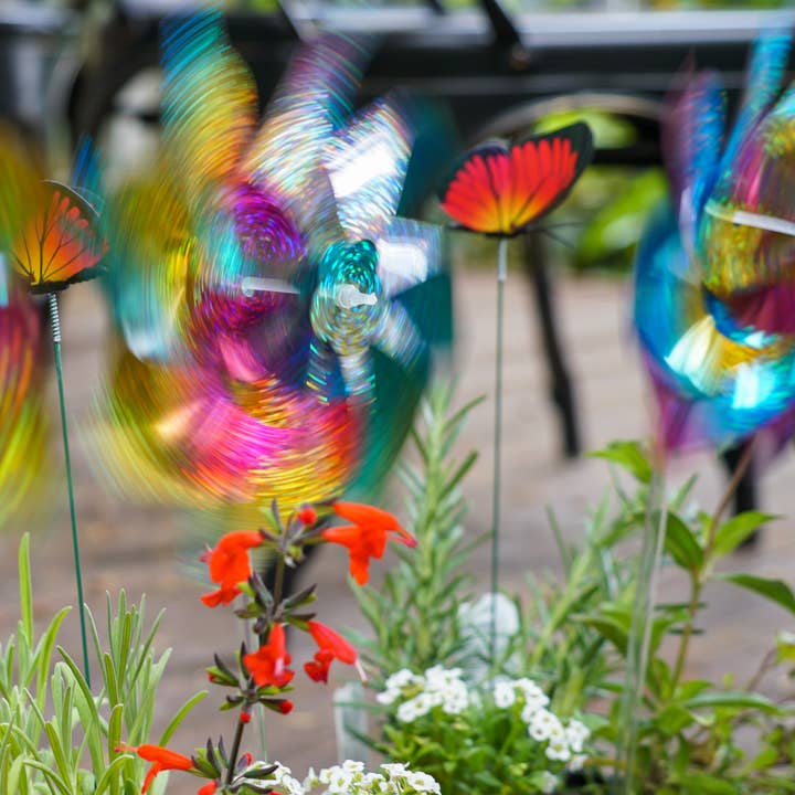In the Breeze, LLC. - Wholesale Wind Spinner - Rainbow Whirl Mylar Pinwheels - 8PC