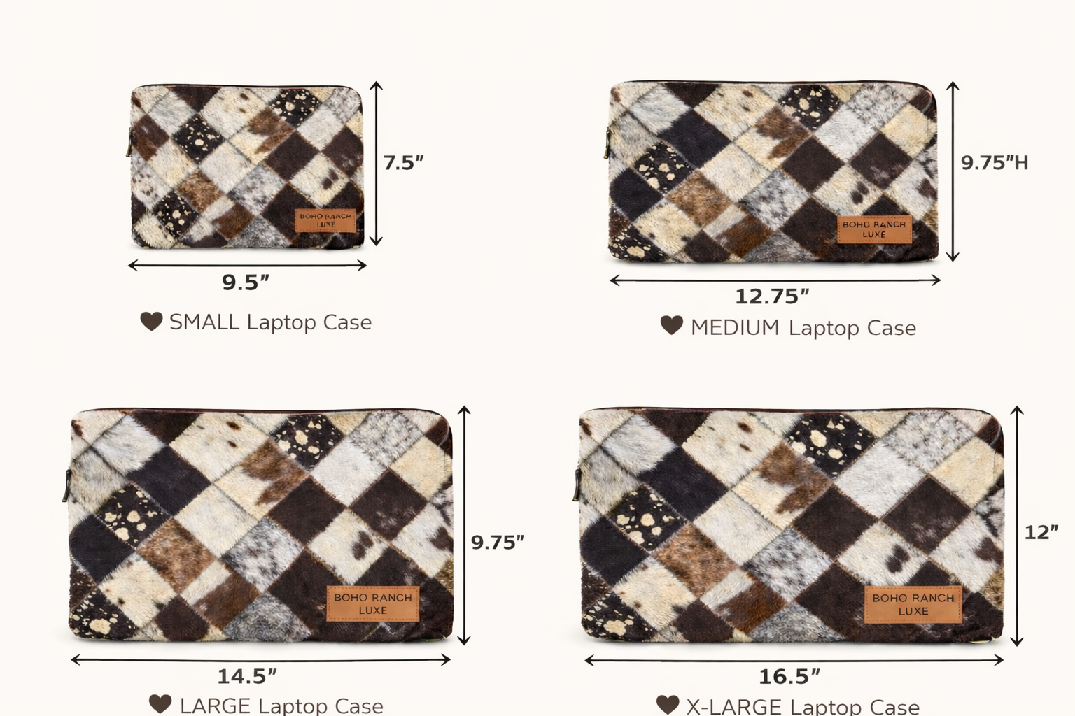 Boho Ranch Shop - Wholesale Laptop/Tablet Case - Unisex - BOHO LUXE LAPTOP tech sleeve computer bag hairon cowhide3