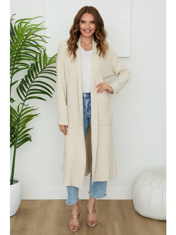 VENTI6 – Großhandel Strickjacke – Damen – LANGER STRICK-CARDIGAN MIT TAILLENBINDUNG UND TASCHEN (N7175)2