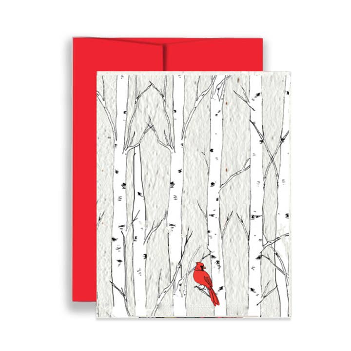 Artsy Em - Vente Cartes de Noël - Carte de vœux en papier Christmas Cardinal Wildflower Seed0