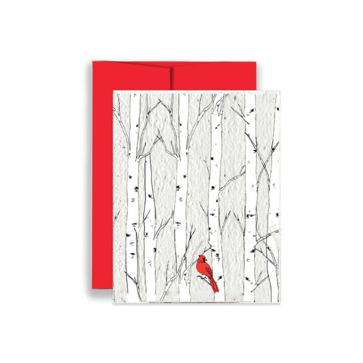 Artsy Em – wholesale Julkort – Christmas Cardinal Wildflower Seed Paper Gratulationskort